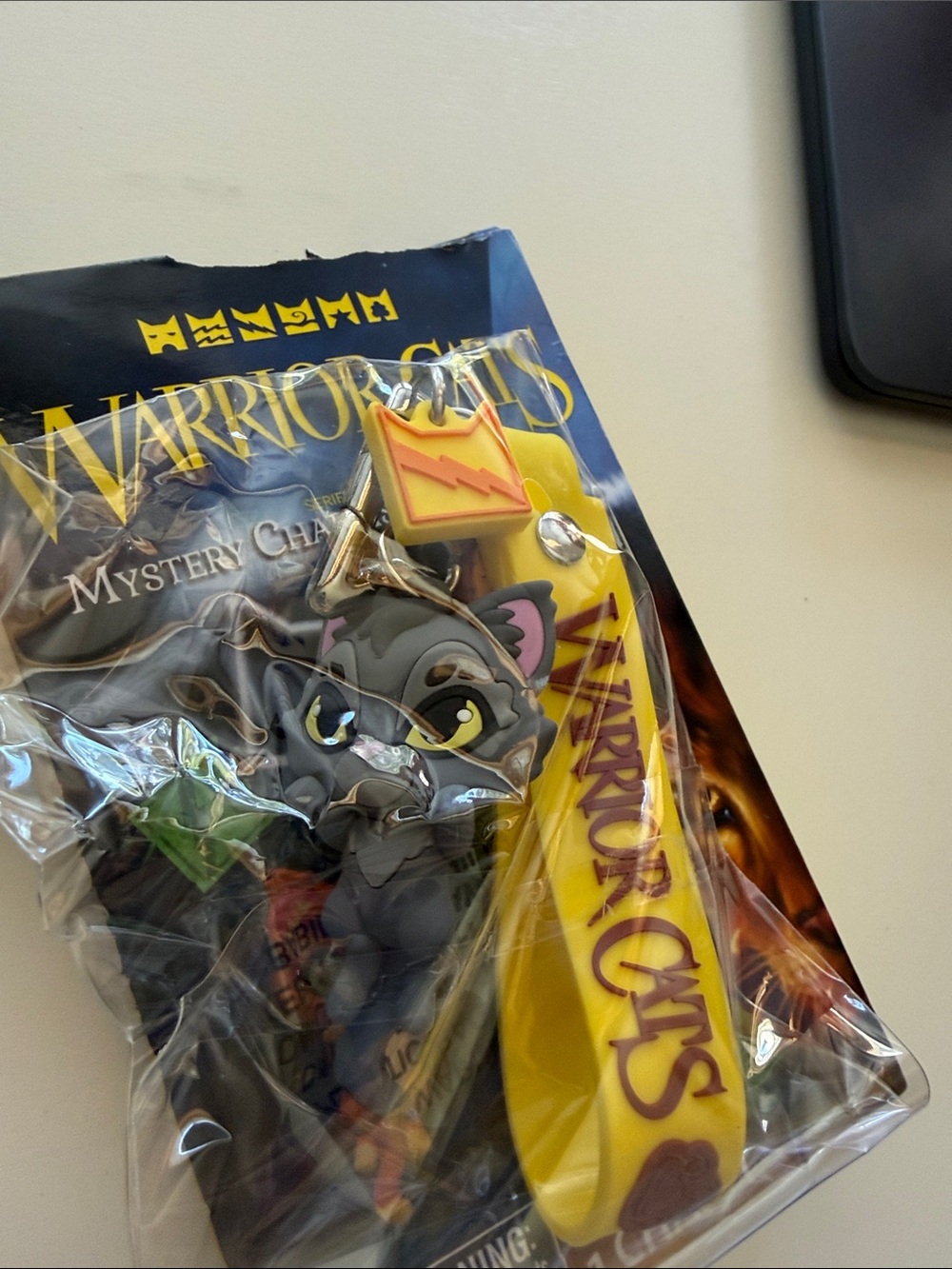 Yellow and Grey Cat Charm Keychain - Official Merch - Greystripe